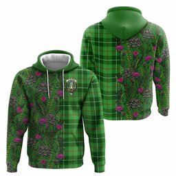 ScotsTee Shop Scottish Clephane (Clephan) Family Crest Tartan Hoodie Scottish Thistle Flower Half Style