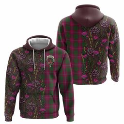 ScotsTee Shop Scottish Crawford Family Crest Tartan Hoodie Scottish Thistle Flower Half Style