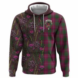ScotsTee Shop Scottish Crawford Family Crest Tartan Hoodie Scottish Thistle Flower Half Style