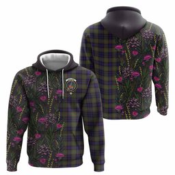 ScotsTee Shop Scottish Clelland Family Crest Tartan Hoodie Scottish Thistle Flower Half Style