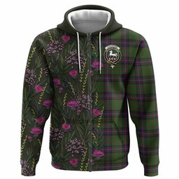 ScotsTee Shop Scottish Cochrane Family Crest Tartan Hoodie Scottish Thistle Flower Half Style