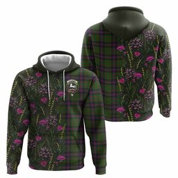 ScotsTee Shop Scottish Cochrane Family Crest Tartan Hoodie Scottish Thistle Flower Half Style