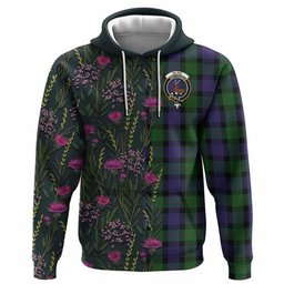 ScotsTee Shop Scottish Blair Family Crest Tartan Hoodie Scottish Thistle Flower Half Style