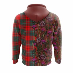 ScotsTee Shop Scottish Cheyne Family Crest Tartan Hoodie Scottish Thistle Flower Half Style