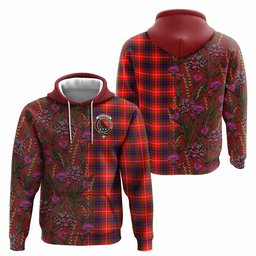 ScotsTee Shop Scottish Abernethy Family Crest Tartan Hoodie Scottish Thistle Flower Half Style