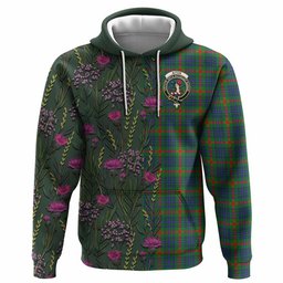 ScotsTee Shop Scottish Aiton Family Crest Tartan Hoodie Scottish Thistle Flower Half Style