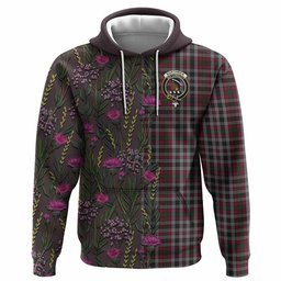 ScotsTee Shop Scottish Borthwick Family Crest Tartan Hoodie Scottish Thistle Flower Half Style