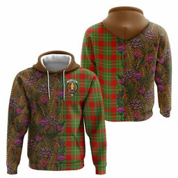 ScotsTee Shop Scottish Callander Family Crest Tartan Hoodie Scottish Thistle Flower Half Style