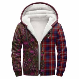 ScotsTee Shop Scottish Ainslie Family Crest Tartan Hoodie Scottish Thistle Flower Half Style