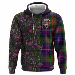ScotsTee Shop Scottish Chalmers Family Crest Tartan Hoodie Scottish Thistle Flower Half Style