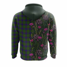 ScotsTee Shop Scottish Adam Family Crest Tartan Hoodie Scottish Thistle Flower Half Style