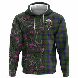 ScotsTee Shop Scottish Adam Family Crest Tartan Hoodie Scottish Thistle Flower Half Style