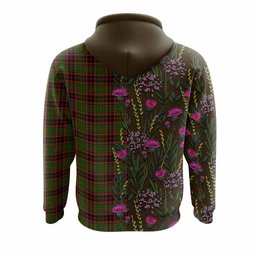 ScotsTee Shop Scottish Buchan Family Crest Tartan Hoodie Scottish Thistle Flower Half Style