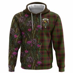 ScotsTee Shop Scottish Buchan Family Crest Tartan Hoodie Scottish Thistle Flower Half Style