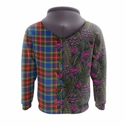 ScotsTee Shop Scottish Bethune Family Crest Tartan Hoodie Scottish Thistle Flower Half Style