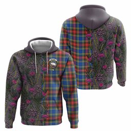 ScotsTee Shop Scottish Bethune Family Crest Tartan Hoodie Scottish Thistle Flower Half Style