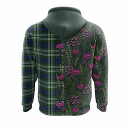 ScotsTee Shop Scottish Blyth Family Crest Tartan Hoodie Scottish Thistle Flower Half Style