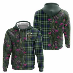 ScotsTee Shop Scottish Blyth Family Crest Tartan Hoodie Scottish Thistle Flower Half Style