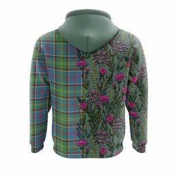 ScotsTee Shop Scottish Colville Family Crest Tartan Hoodie Scottish Thistle Flower Half Style
