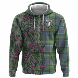 ScotsTee Shop Scottish Colville Family Crest Tartan Hoodie Scottish Thistle Flower Half Style