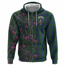 ScotsTee Shop Scottish Barclay Family Crest Tartan Hoodie Scottish Thistle Flower Half Style