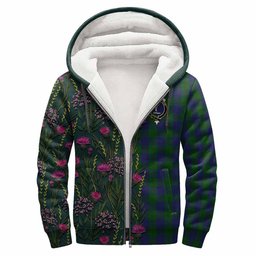 ScotsTee Shop Scottish Barclay Family Crest Tartan Hoodie Scottish Thistle Flower Half Style
