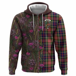 ScotsTee Shop Scottish Christie Family Crest Tartan Hoodie Scottish Thistle Flower Half Style