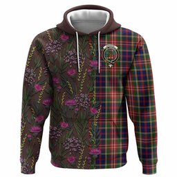 ScotsTee Shop Scottish Christie Family Crest Tartan Hoodie Scottish Thistle Flower Half Style