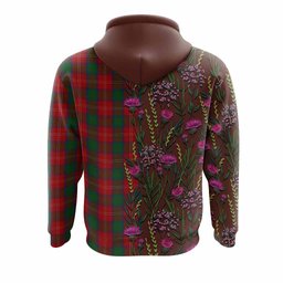 ScotsTee Shop Scottish Chisholm Family Crest Tartan Hoodie Scottish Thistle Flower Half Style