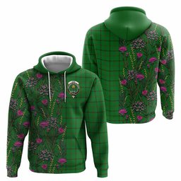 ScotsTee Shop Scottish Don Family Crest Tartan Hoodie Scottish Thistle Flower Half Style