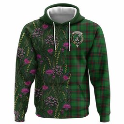 ScotsTee Shop Scottish Anstruther Family Crest Tartan Hoodie Scottish Thistle Flower Half Style