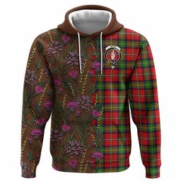 ScotsTee Shop Scottish Boyd Family Crest Tartan Hoodie Scottish Thistle Flower Half Style