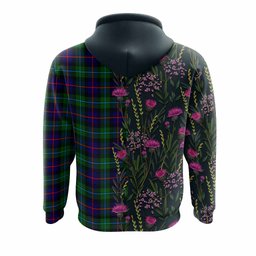 ScotsTee Shop Scottish Calder Family Crest Tartan Hoodie Scottish Thistle Flower Half Style
