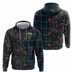 ScotsTee Shop Scottish Calder Family Crest Tartan Hoodie Scottish Thistle Flower Half Style