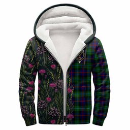ScotsTee Shop Scottish Calder Family Crest Tartan Hoodie Scottish Thistle Flower Half Style