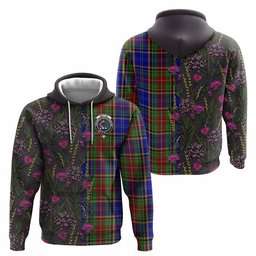 ScotsTee Shop Scottish Beattie (Beatty) Family Crest Tartan Hoodie Scottish Thistle Flower Half Style