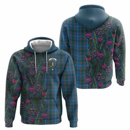 ScotsTee Shop Scottish Bain Family Crest Tartan Hoodie Scottish Thistle Flower Half Style