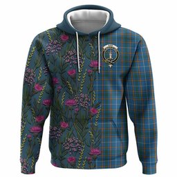 ScotsTee Shop Scottish Bain Family Crest Tartan Hoodie Scottish Thistle Flower Half Style
