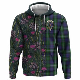 ScotsTee Shop Scottish Forbes Family Crest Tartan Hoodie Scottish Thistle Flower Half Style