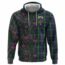 ScotsTee Shop Scottish Forbes Family Crest Tartan Hoodie Scottish Thistle Flower Half Style