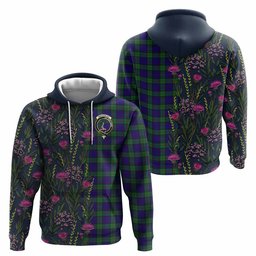 ScotsTee Shop Scottish MacKinlay (McKinlay) Family Crest Tartan Hoodie Scottish Thistle Flower Half Style