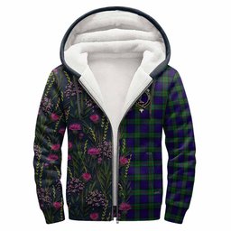 ScotsTee Shop Scottish MacKinlay (McKinlay) Family Crest Tartan Hoodie Scottish Thistle Flower Half Style