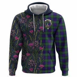 ScotsTee Shop Scottish MacKinlay (McKinlay) Family Crest Tartan Hoodie Scottish Thistle Flower Half Style