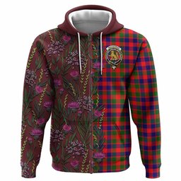 ScotsTee Shop Scottish MacGowan (McGowan) Family Crest Tartan Hoodie Scottish Thistle Flower Half Style