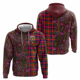 ScotsTee Shop Scottish MacGowan (McGowan) Family Crest Tartan Hoodie Scottish Thistle Flower Half Style