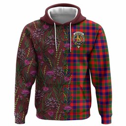 ScotsTee Shop Scottish MacGowan (McGowan) Family Crest Tartan Hoodie Scottish Thistle Flower Half Style