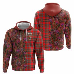 ScotsTee Shop Scottish Binning Family Crest Tartan Hoodie Scottish Thistle Flower Half Style