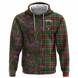 ScotsTee Shop Scottish Baxter Family Crest Tartan Hoodie Scottish Thistle Flower Half Style