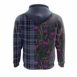 ScotsTee Shop Scottish Clark (Clarke) Family Crest Tartan Hoodie Scottish Thistle Flower Half Style