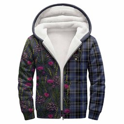 ScotsTee Shop Scottish Clark (Clarke) Family Crest Tartan Hoodie Scottish Thistle Flower Half Style